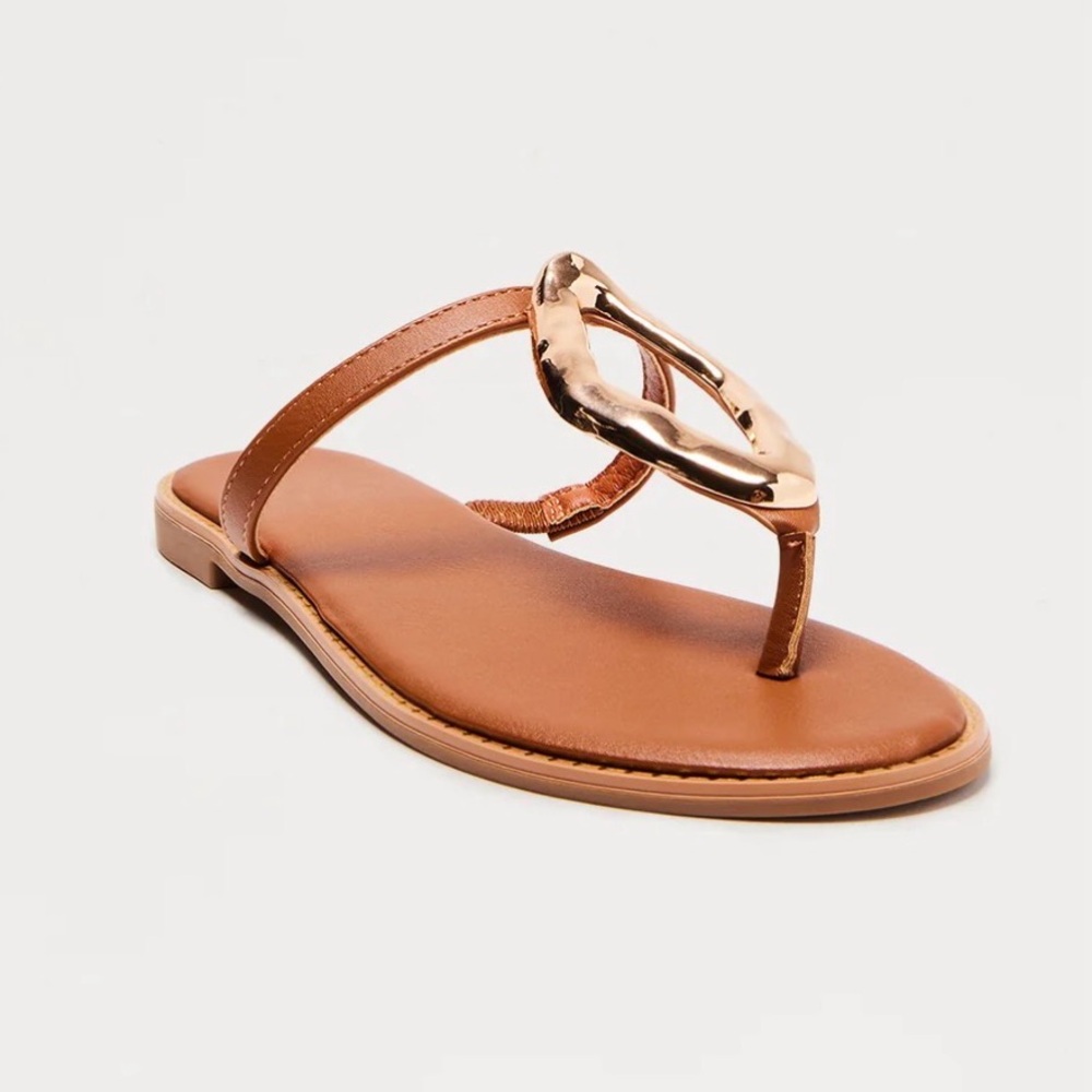 Tan Sandals with Gold Accent